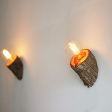 【山榆木髓壁灯】创意实木LED床头灯卧室灯客厅走廊复古田园壁灯
